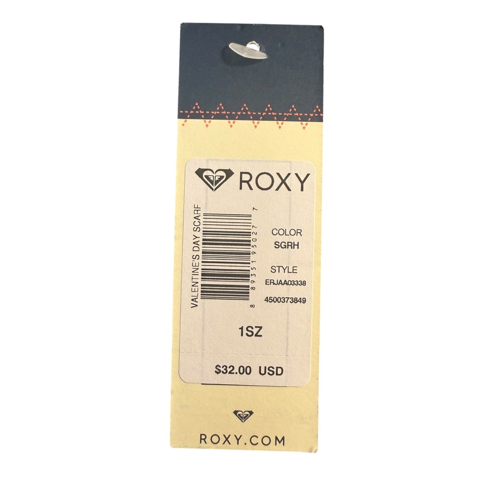 Roxy Valentines Day Scarf Grey Pink Blue Knit Triangle Wrap ERJAA03338 NWT - Picture 2 of 2